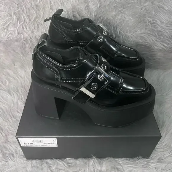 NIB LARROUDÉ Stewart Platform Oxford In Black Leather - Picture 4 of 13